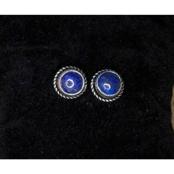 Lapis Lazuli Hand Made Sterling Silver Earrings - Picture 1 of 2